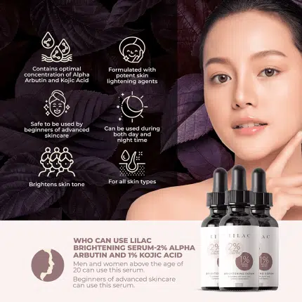 Lilac Brightening Serum With 2% Alpha Arbutin and 1% Kojic Acid - 30ml