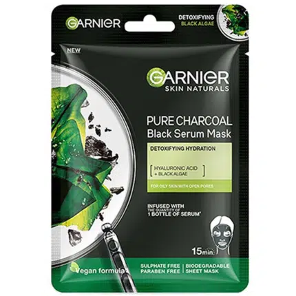 Garnier pure charcoal black serum mask - 28g
