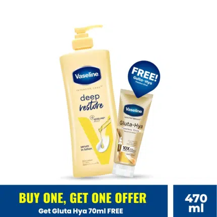 Buy Vaseline Lotion Deep Restore 400ml Get Gluta-Hya Flawless Glow Serum 70ml Free