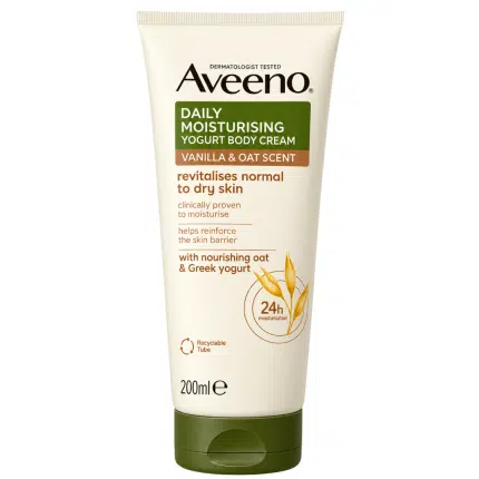 Aveeno Daily Moisturising Yogurt Body Cream Vanilla & Oat Scent Normal to Dry Skin 200ml