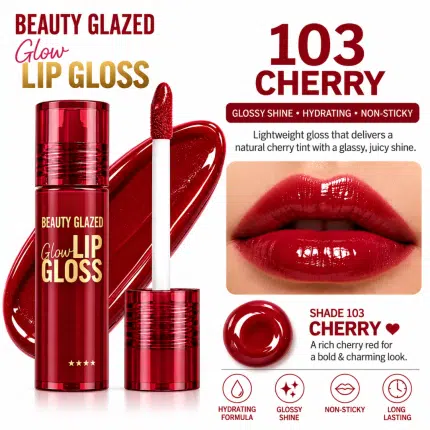 Beauty Glazed Glow Lip Gloss Cherry 103