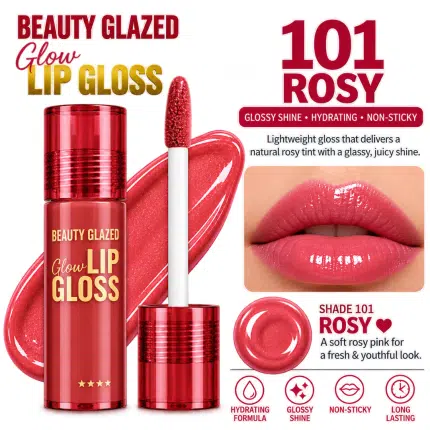 Beauty Glazed Glow Lip Gloss Rosy 101
