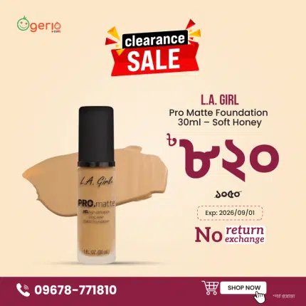 L.a. Girl Pro Matte Foundation 30ml – Soft Honey