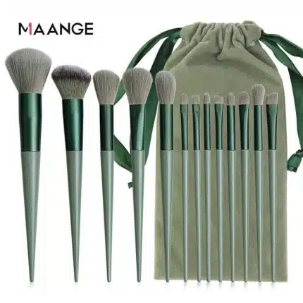 Maange Makeup Brushes Set With Bag 13pcs Green
