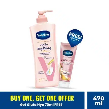 Buy Vaseline Lotion Healthy Bright 400ml Get Gluta-Hya Dewy Radiance Serum 70ml Free
